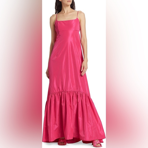 STAUD NWT $495 Florence A-Line Sleeveless Open-Back Pink Gown Size Large - Picture 4 of 12